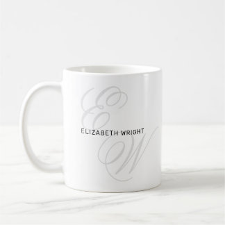 Modern elegant custom full name initial monogram coffee mug
