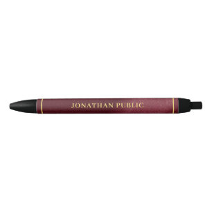 Modern Elegant Custom Gold Name Template Black Ink Pen