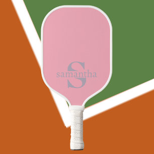 Modern Elegant Custom Initial Name Pink Pickleball Paddle