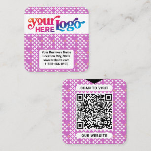 Modern Elegant Custom Logo QR Code Orchid Square Business Card