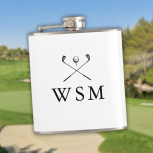 Modern Elegant Custom Monogram Golf Clubs  Hip Flask