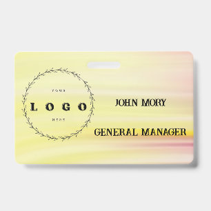 modern Elegant Custom Name Title Employee ID Badge