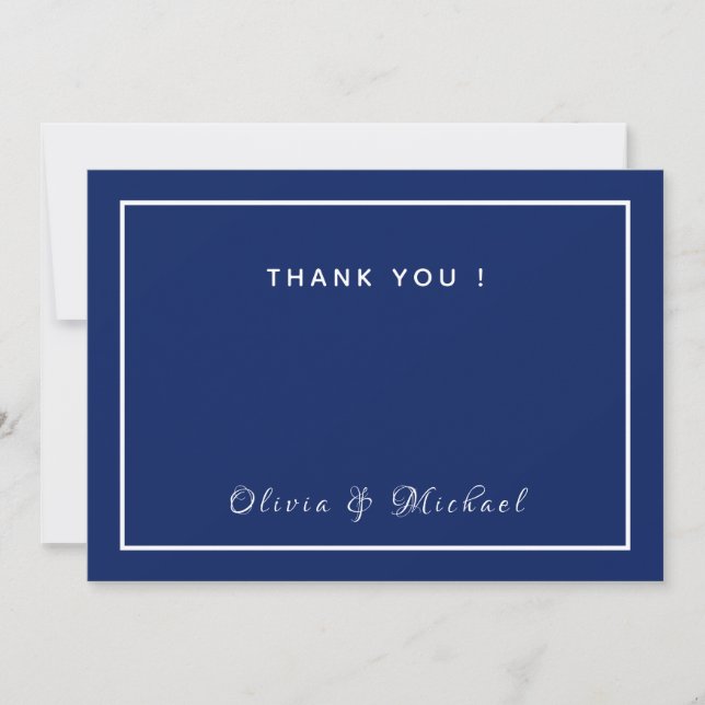 Modern Elegant Custom Navy Thank You Card (Front)