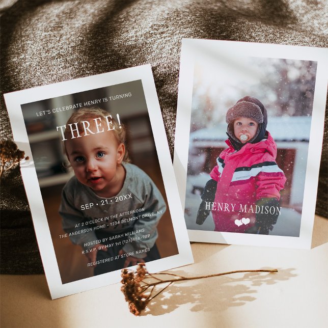 Modern Elegant Custom Photo Birthday Invitation (Creator Uploaded)