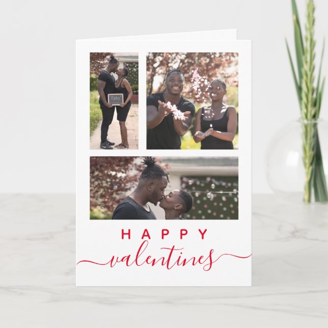 Modern Elegant Custom Photo Collage Valentines Day Card (Front)