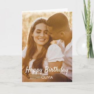 Modern Elegant Custom Photo Happy Birthday Card