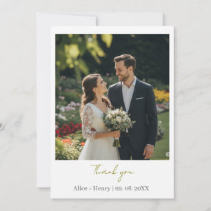 Modern Elegant Custom Photo Wedding Thank You Card