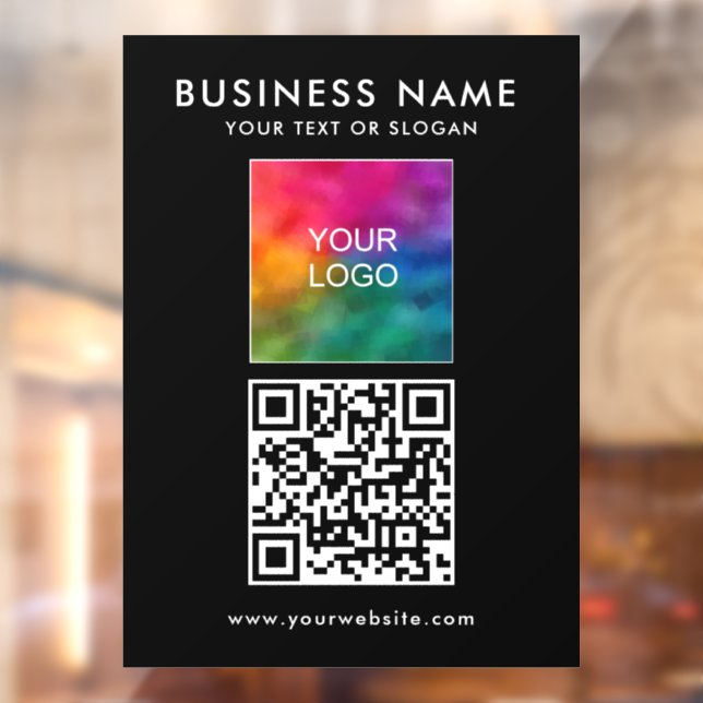 Modern Elegant Custom QR Code Business Logo Window Cling (Sheet 2)
