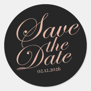 Modern Elegant Custom Save The Date Pink Text Classic Round Sticker