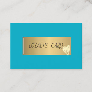 Modern Elegant Cute Frame,Gold Heart Blue Loyalty Card