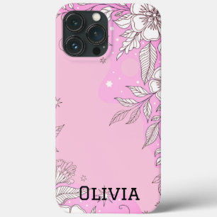 Modern elegant cute girly simple florals iPhone 13 pro max case