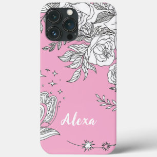 Modern elegant cute girly simple florals iPhone 13 pro max case