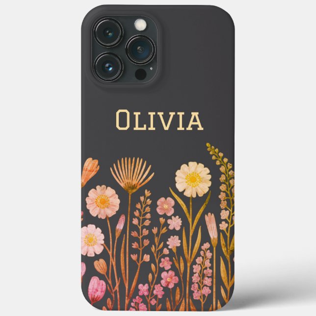 Modern elegant cute girly simple wildflowers  Case-Mate iPhone case (Back)