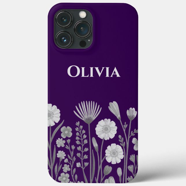 Modern elegant cute girly simple wildflowers  Case-Mate iPhone case (Back)