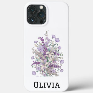 Modern elegant cute girly simple wildflowers iPhone 13 pro max case