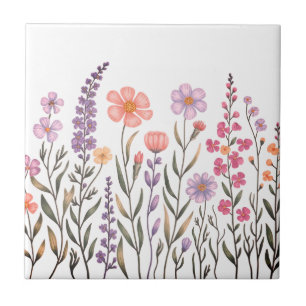 Modern elegant cute girly simple wildflowers tile