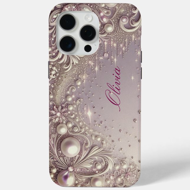 Modern elegant cute golden pearls Valentine’s Day Case-Mate iPhone Case (Back)