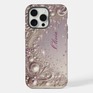 Modern elegant cute golden pearls Valentine’s Day iPhone 15 Pro Max Case