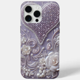 Modern elegant cute purple pearls Valentine’s Day iPhone 15 Pro Max Case