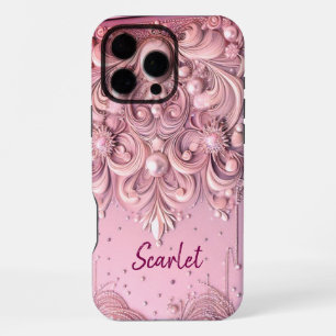 Modern elegant cute purple pearls Valentine’s Day iPhone 16 Pro Max Case