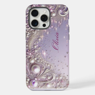 Modern elegant cute purple pearls Valentine’s Day iPhone 15 Pro Max Case