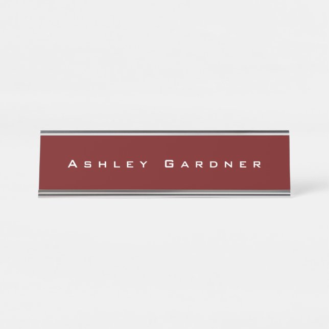 Modern Elegant Cute Unique Stylish Dark Red Colour Desk Name Plate (Front)