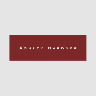 Modern Elegant Cute Unique Stylish Dark Red Colour Name Tag