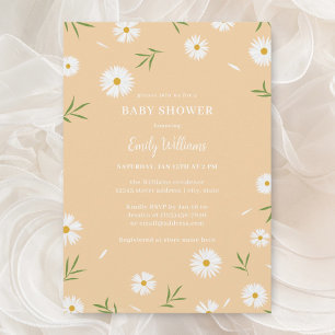 Modern Elegant Daisies Gender Neutral Baby Shower Invitation