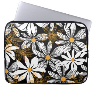 Modern Elegant Daisy Floral Abstract Pattern Laptop Sleeve