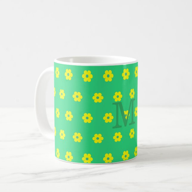 Modern elegant daisy floral pattern  coffee mug (Front Left)
