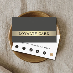 Modern Elegant Dark Faux Gold Stripe  Loyalty Card