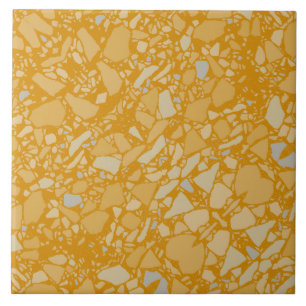 Modern Elegant Dark Mustard Terrazzo Effect Tile