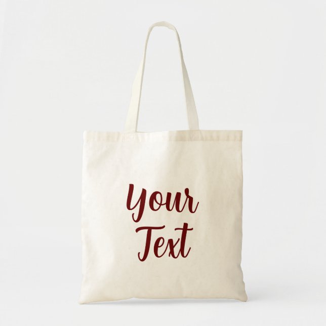 Modern Elegant Dark Red Add Your Text Top Tote Bag (Front)