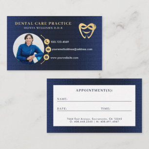Modern Elegant Dentist Logo Photo Business Card