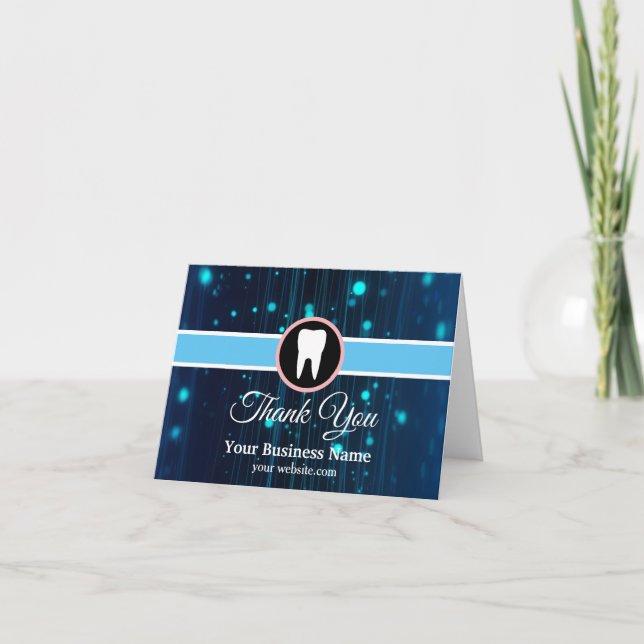 Modern Elegant Dentist Rose Gold Dental Office Thank You Card (Front)
