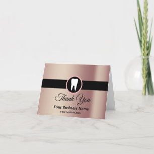 Modern Elegant Dentist Rose Gold Dental Office Thank You Card
