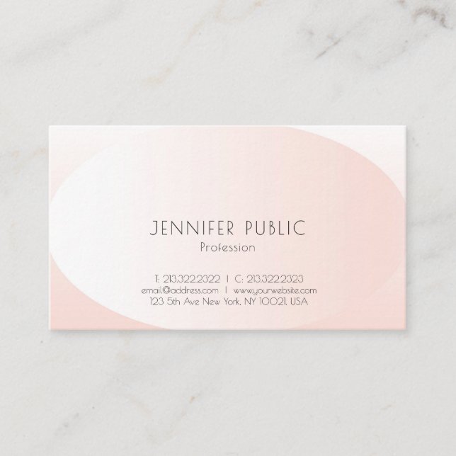 Modern Elegant Design Blush Pink Plain Trendy Business Card (Front)