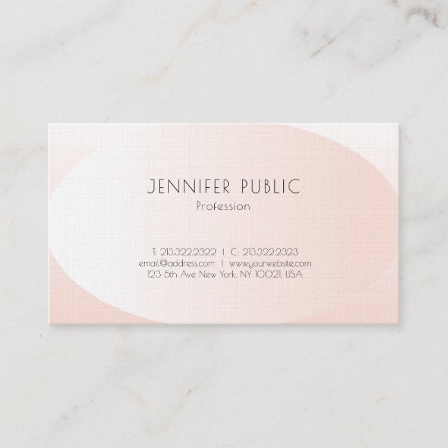 Modern Elegant Design Blush Pink Trendy Luxury Business Card (Front)