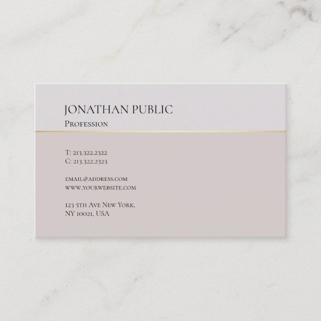 Modern Elegant Design Clean Plain Trendy Luxury Business Card (Front)