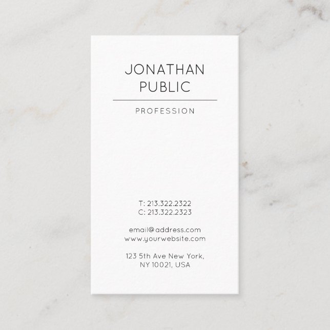 Modern Elegant Design Clean Plain Trendy Luxury Business Card (Front)