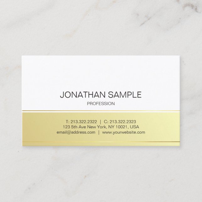 Modern Elegant Design Gold Look Plain Professional Business Card (Front)