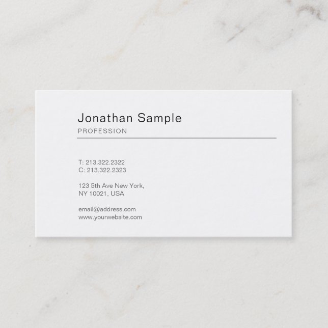 Modern Elegant Design Minimalistic Plain Trendy Business Card (Front)
