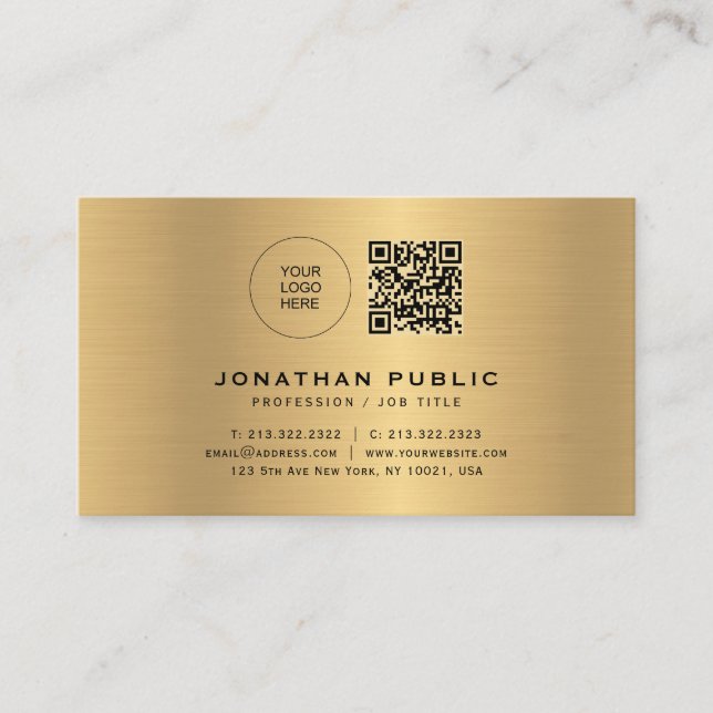 Modern Elegant Design Your Custom Text Gold Business Card (Front)