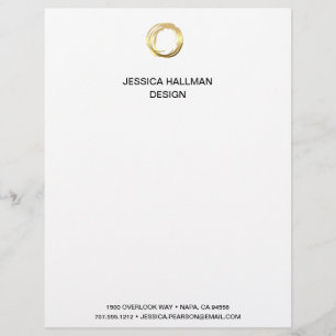 Modern Elegant Designer Scribble Logo in Gold Custom Letterhead