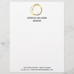 Modern Elegant Designer Scribble Logo in Gold Custom Letterhead