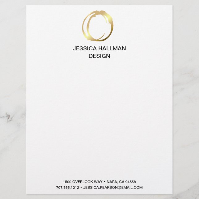Modern Elegant Designer Scribble Logo in Gold Custom Letterhead (Front)