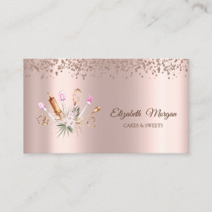 Modern Elegant Diamonds,Floral Bakery Tools Business Card