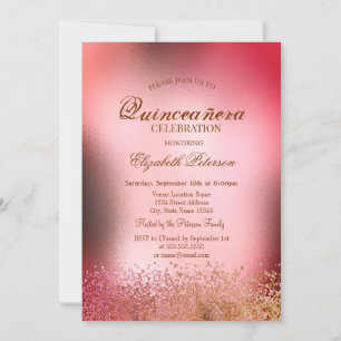 Modern Elegant Diamonds  Metallic Quinceañera Invitation