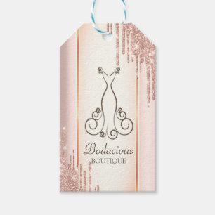 Modern Elegant,Dress,Rose Gold Glitter Drips Gift Tags