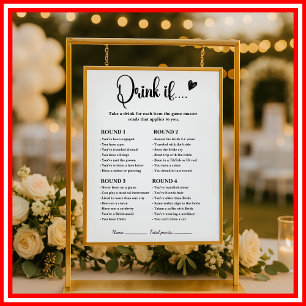 Modern Elegant "Drink If" Bridal Shower Game